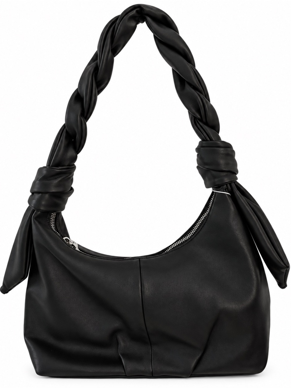 NWT Urban Expressions Corey Black Vegan Leather Braided Hobo Bag